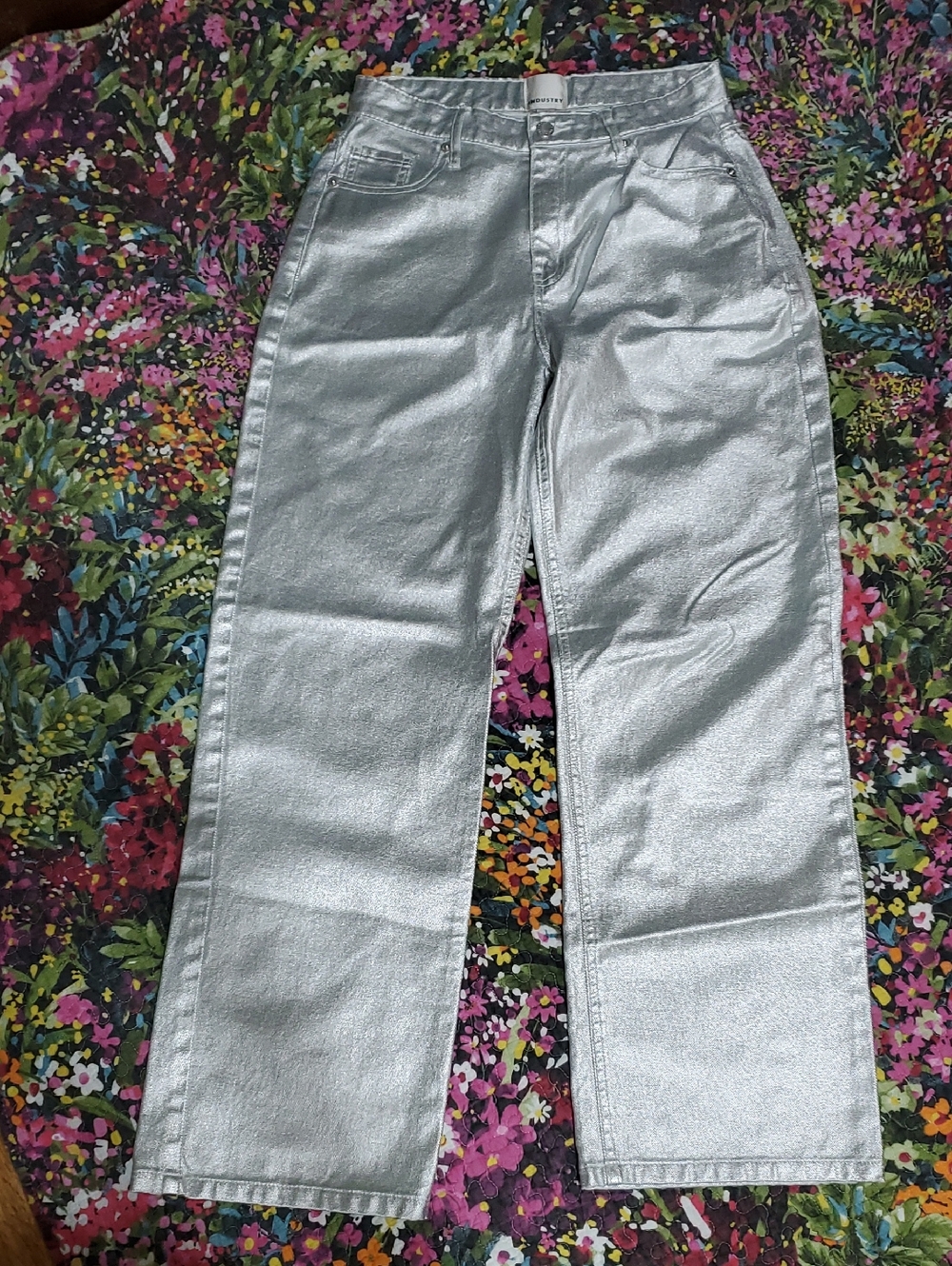 INDUSTRY metallic silver straight-leg pants size 4